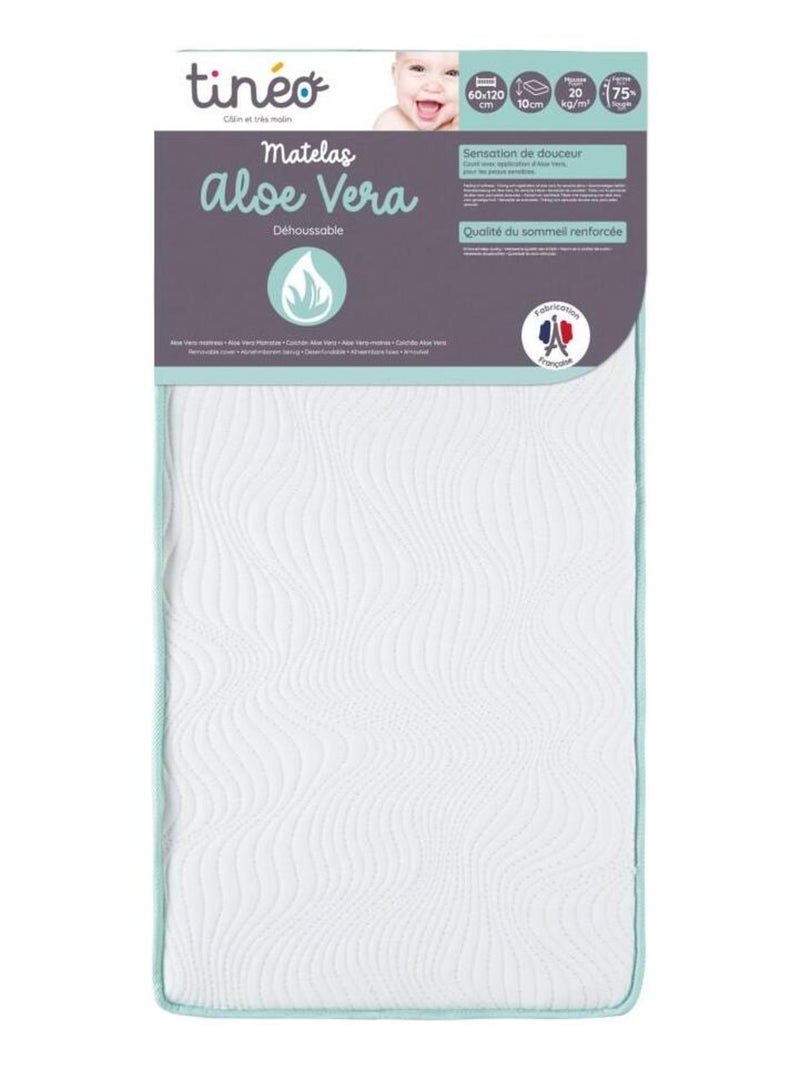 Matelas bébé Aloe vera - 60 cm x 120 cm x 10 cm Blanc - Kiabi