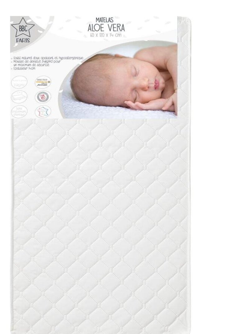Matelas bébé Aloe Vera 24 kg/m3 - 60x120 cm Blanc - Kiabi