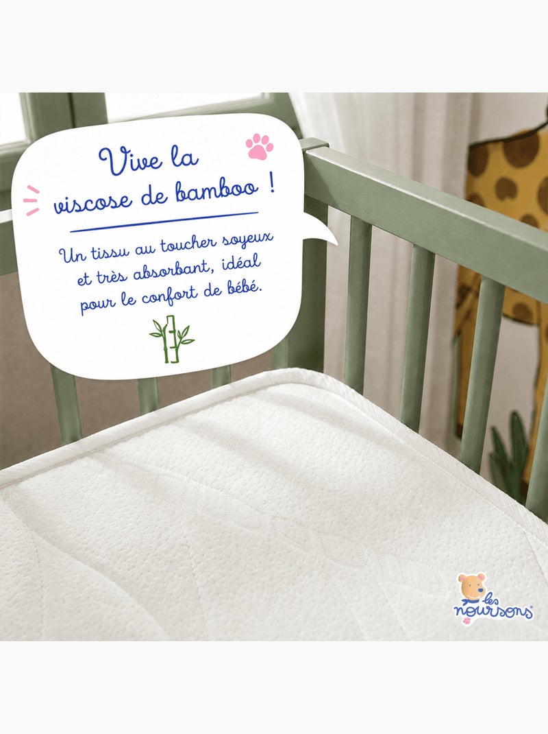 Matelas Bébé Bamboo - Garantie 2 ans - Fabrication française Blanc - Kiabi