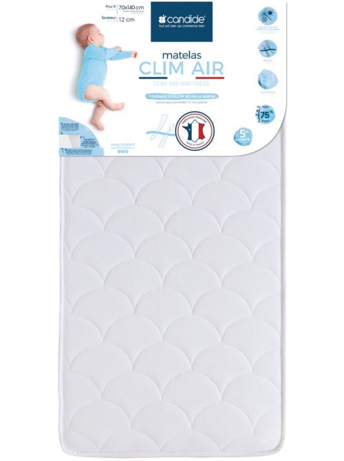Matelas bébé Clim air - 70 cm x 140 cm x 12 cm - Kiabi