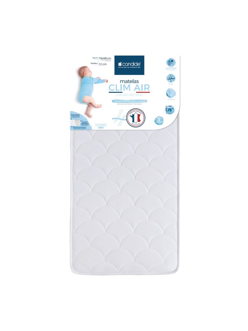 Matelas bébé Clim air - 70 cm x 140 cm x 12 cm Blanc - Kiabi