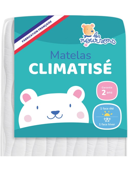 Matelas Bébé Climatisé - 60x120 cm - Réversible - 1 face Été fraîche / 1 face Hiver ouatinée - Kiabi