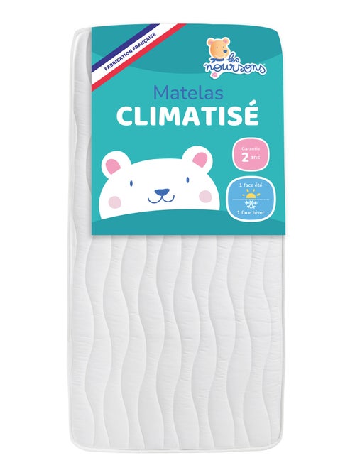 Matelas Bébé Climatisé - 60x120 cm - Réversible - 1 face Été fraîche / 1 face Hiver ouatinée - Kiabi