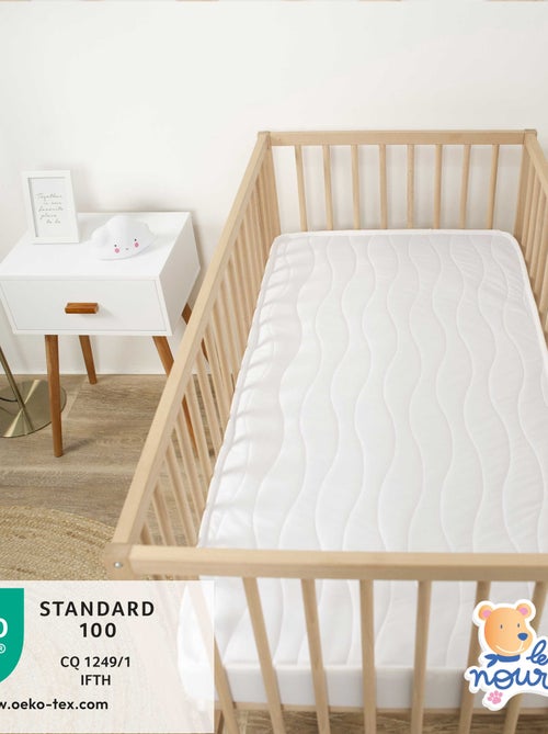 Matelas Bébé Climatisé - 60x120 cm - Réversible - 1 face Été fraîche / 1 face Hiver ouatinée - Kiabi