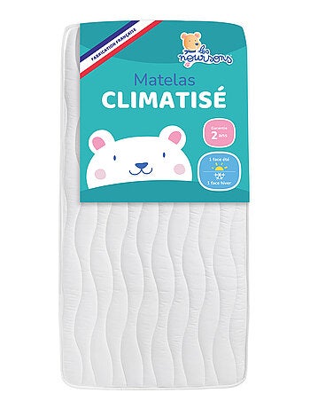 Matelas Bébé Climatisé - Réversible - 1 face Été fraîche / 1 face Hiver ouatinée