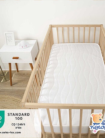 Matelas Bébé Climatisé - Réversible - 1 face Été fraîche / 1 face Hiver ouatinée