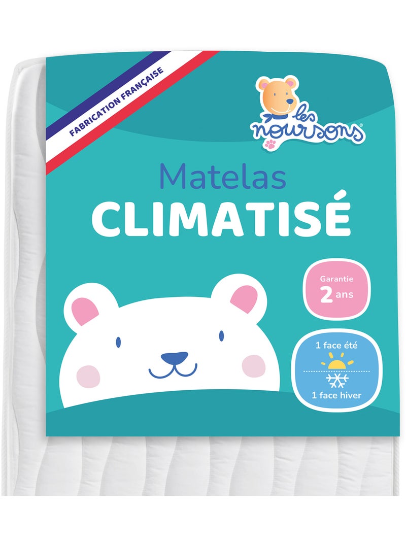 Matelas Bébé Climatisé - Réversible - 1 face Été fraîche / 1 face Hiver ouatinée Blanc - Kiabi