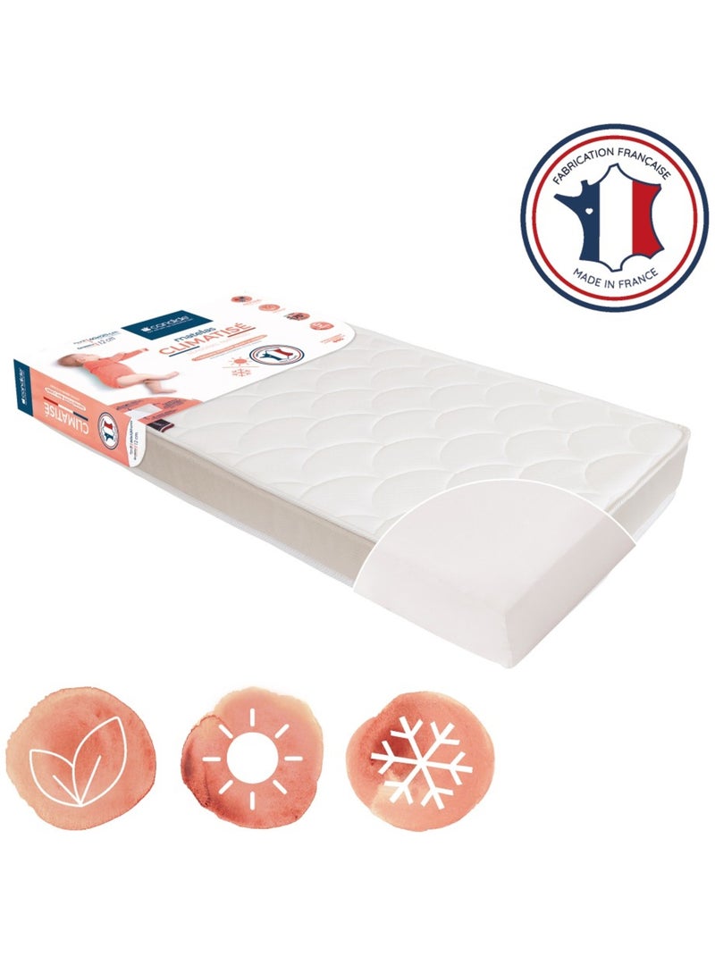 Matelas bébé Climatisé 1 face été - 1 face hiver Blanc - Kiabi