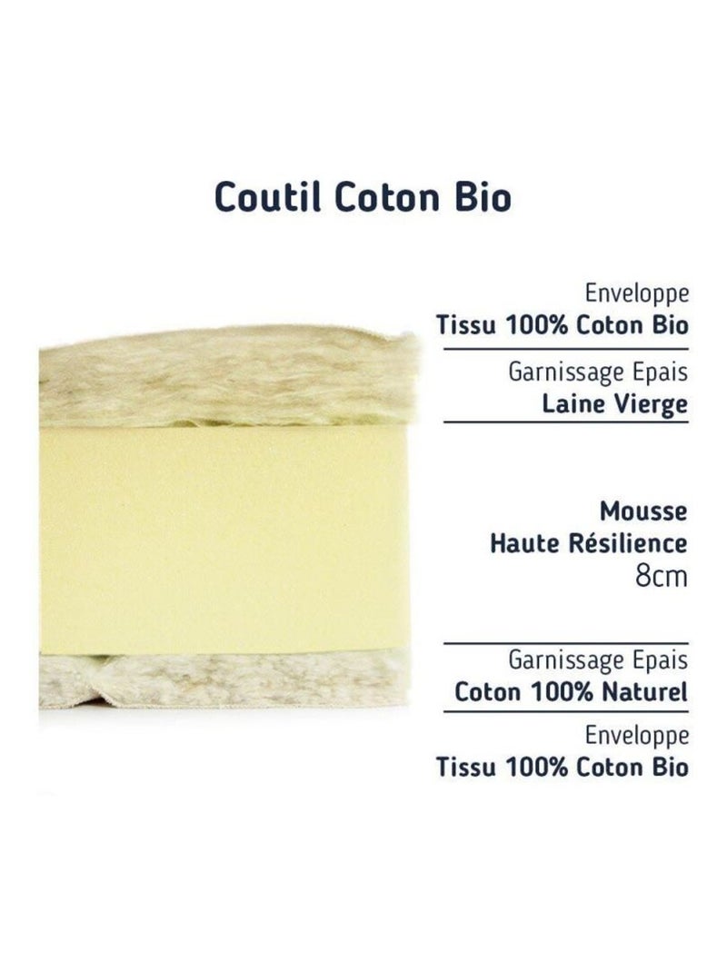 Matelas bébé climatisé mousse - bio coton Blanc - Kiabi
