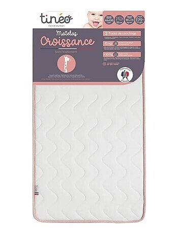 Matelas bébé Croissance sans traitement - 2 faces de couchage
