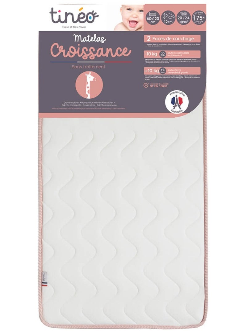 Matelas bébé Croissance sans traitement - 2 faces de couchage Blanc - Kiabi