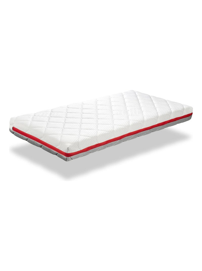 Matelas bebe  DUO BABY épaisseur 11 CM Déhoussable, mémoire de forme Blanc Rouge - Kiabi