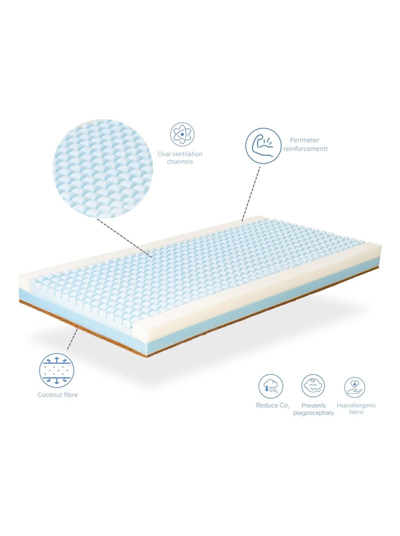 Matelas bebe  EKO BABY AIR Epaisseur 11 CM - Noyaux en mousse et Coco Naturel Marron clair - Kiabi