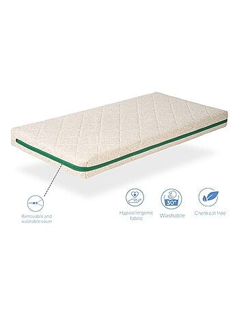 Matelas bebe EKO STAR Epaisseur 11 CM - Noyau en mousse et Coco Naturel