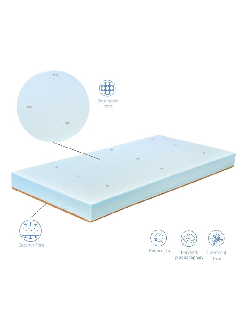 Matelas bebe  EKO STAR Epaisseur 11 CM - Noyau en mousse et Coco Naturel Marron clair - Kiabi
