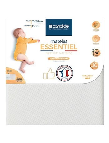 Matelas bébé Essentiel déhoussable - 60 cm x 120 cm x 10 cm
