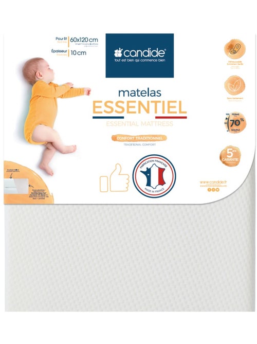 Matelas bébé Essentiel déhoussable - 60 cm x 120 cm x 10 cm - Kiabi