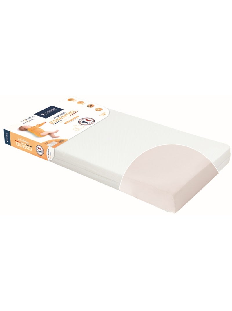 Matelas bébé Essentiel déhoussable - 60 cm x 120 cm x 10 cm Blanc - Kiabi