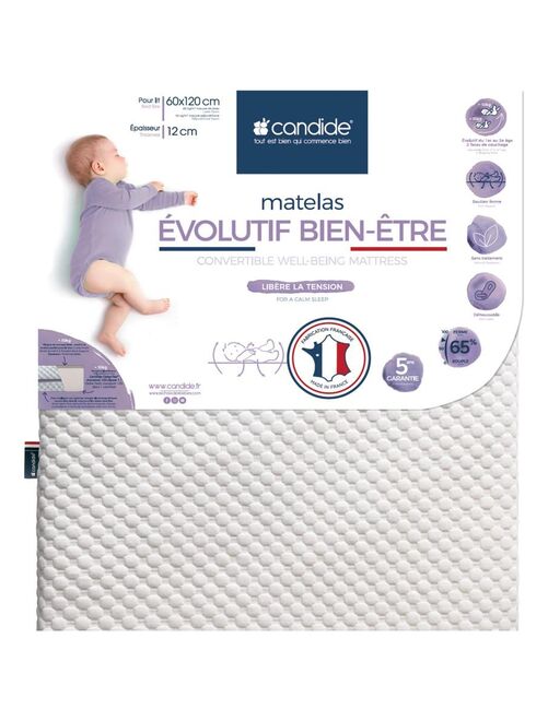 Matelas Bébé Pliant 2 Parties - 60 cm x 120 cm x 4 cm - gris clair - Kiabi  - 19.99€