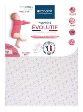 Matelas bébé Évolutif déhoussable - 70cm x 140cm x 12cm