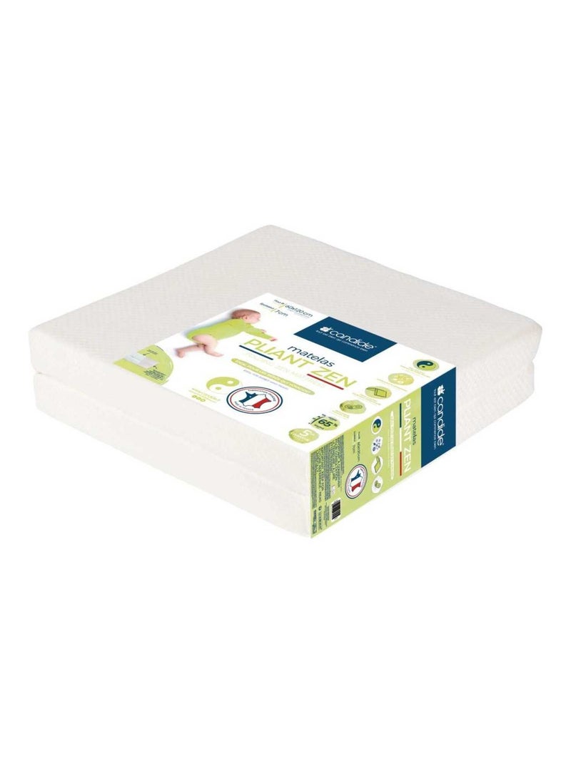 Matelas Bébé Pliant 2 Parties Zen Déhoussable - 60 cm x 120 cm x 7 cm Blanc - Kiabi