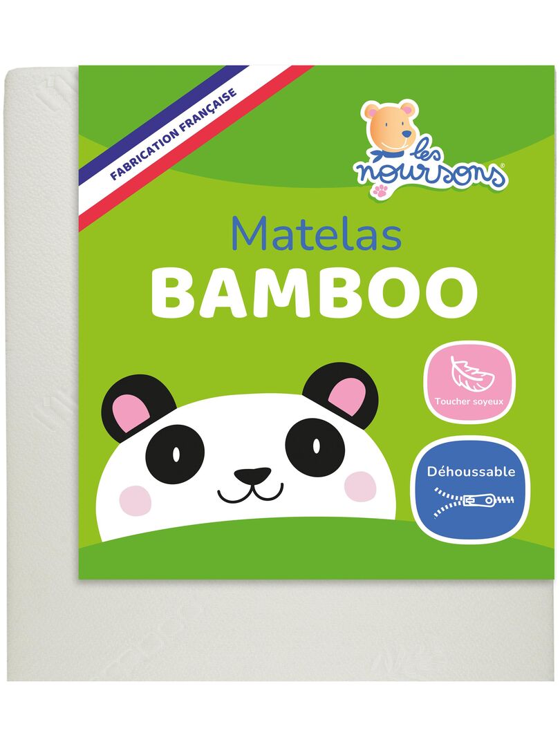 Matelas Bébé/Enfant Bamboo - 70x140 cm - Déhoussable - Garantie 2 ans - Fabrication française Blanc - Kiabi