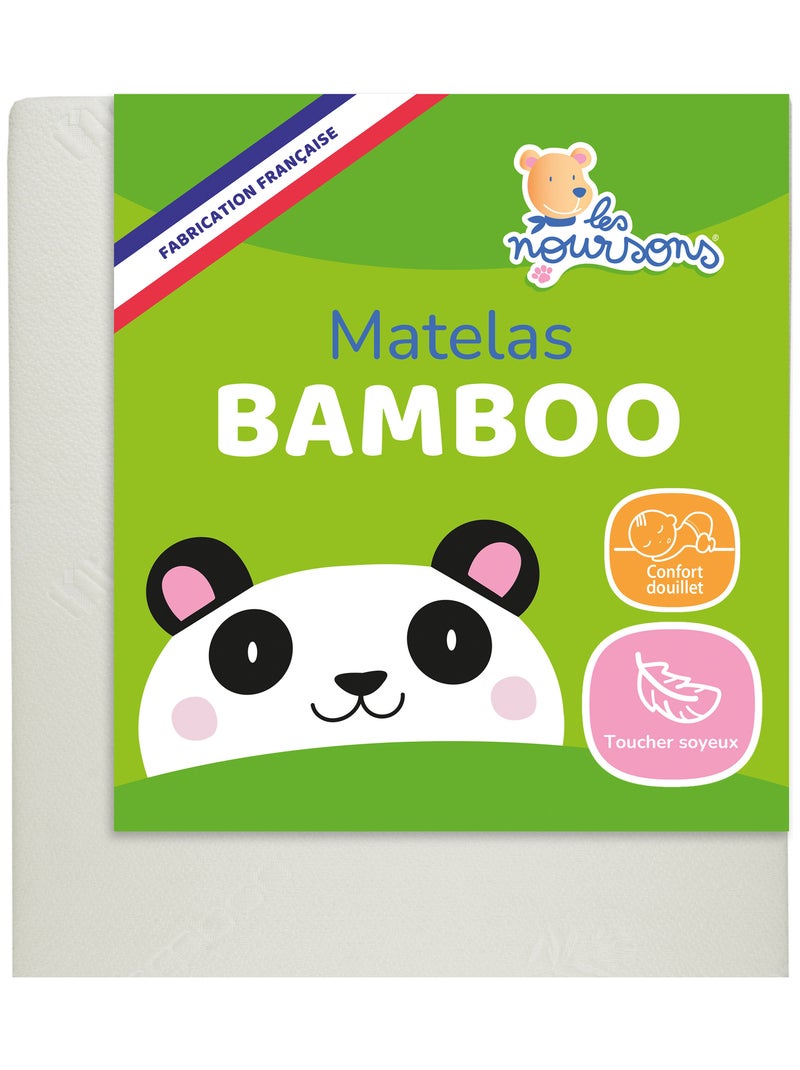 Matelas Bébé/Enfant Bamboo - 70x140 cm - Garantie 2 ans - Fabrication française Blanc - Kiabi