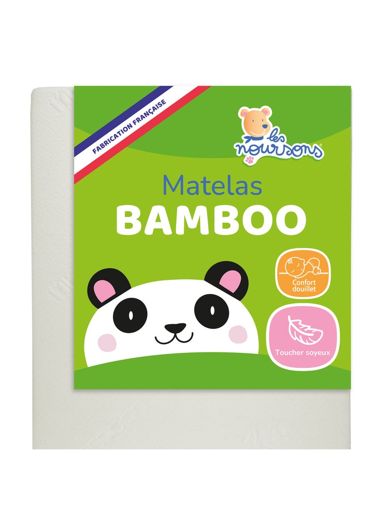Matelas Bébé/Enfant Bamboo - 70x140 cm - Garantie 2 ans - Fabrication française Blanc - Kiabi