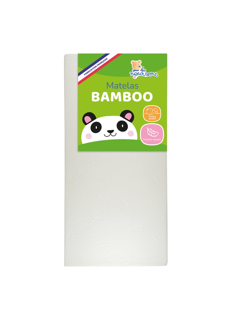 Matelas Bébé/Enfant Bamboo - 70x140 cm - Garantie 2 ans - Fabrication française Blanc - Kiabi