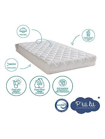 Matelas Bébé/Enfant Climatisé | 70x140 cm | Déhoussable | Réversible