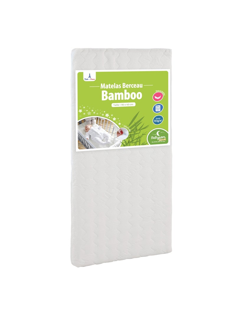 Matelas Berceau Bamboo - 80x40 cm | Viscose au Toucher Ultra Doux| Déhoussable | Oeko-Tex® Blanc - Kiabi