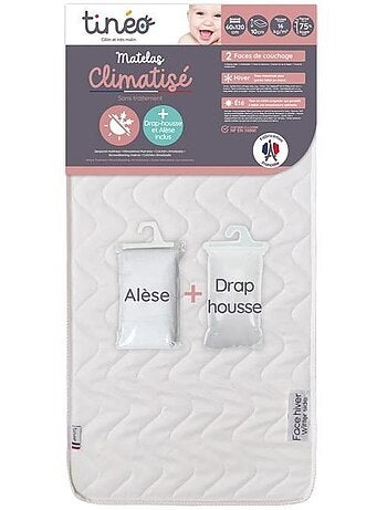 Matelas climatisé tineo 60x120 cm + drap housse + alèse (lot)