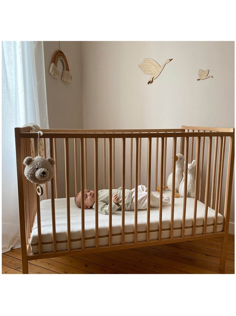 Matelas coton 70x140cm déhoussable à 360° Beige - Kiabi