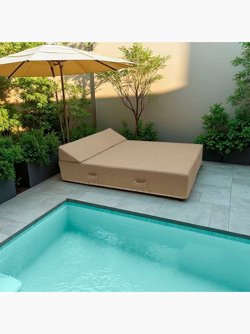 Matelas de bain de soleil XXL pour extérieur FORMENTERA Beige coquille - Kiabi