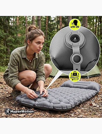 Matelas de Camp Gonflable Ultraléger de Randonnée Campmat 1 Place avec Oreiller Intégré 190x56