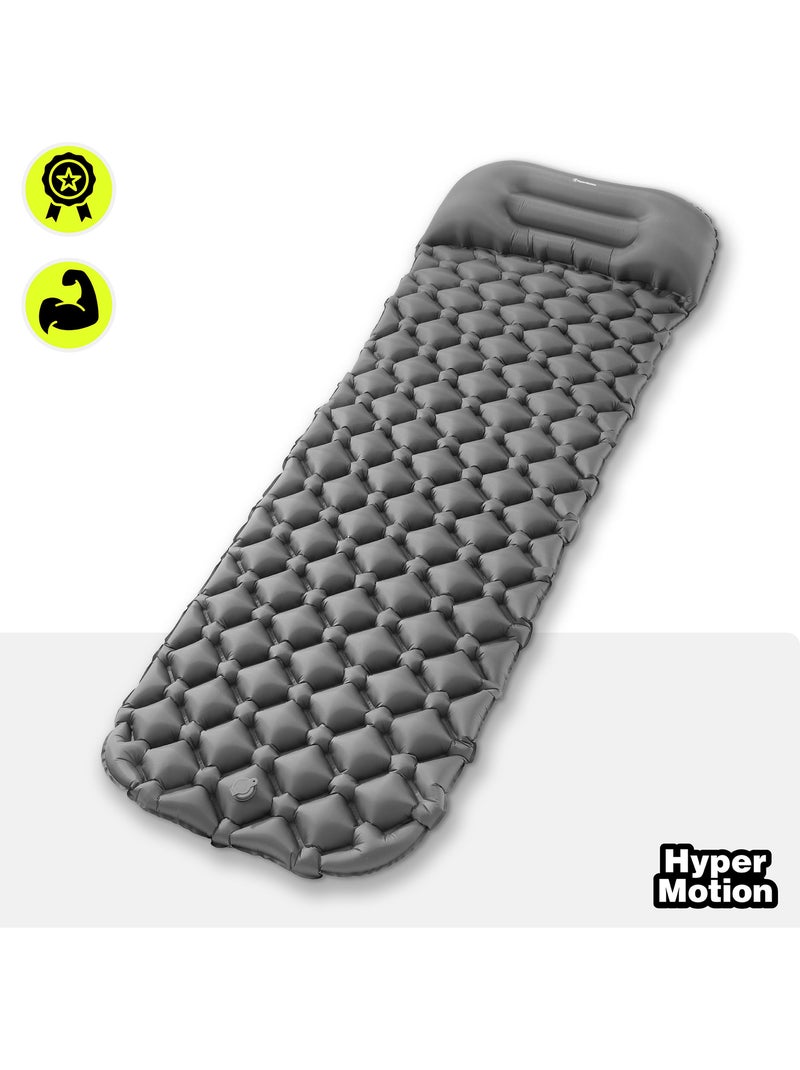 Matelas de Camp Gonflable Ultraléger de Randonnée Campmat 1 Place avec Oreiller Intégré 190x56 Noir - Kiabi
