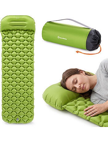 Matelas de Camp Gonflable Ultraléger de Randonnée Campmat 1 Place avec Oreiller Intégré 190x56