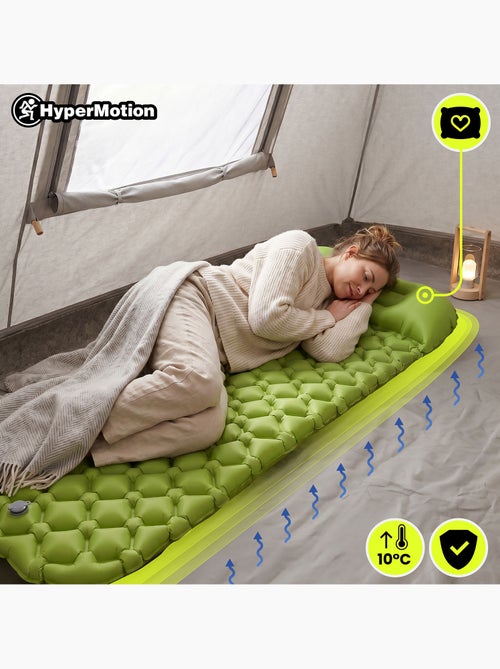 Matelas de Camp Gonflable Ultraléger de Randonnée Campmat 1 Place avec Oreiller Intégré 190x56 - Kiabi