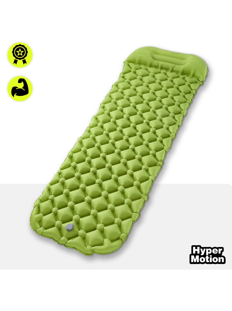 Matelas de Camp Gonflable Ultraléger de Randonnée Campmat 1 Place avec Oreiller Intégré 190x56 Vert - Kiabi