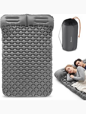 Matelas de Camp Gonflable Ultraléger de Randonnée Campmat 2 Places - Oreillers Intégrés 190x120