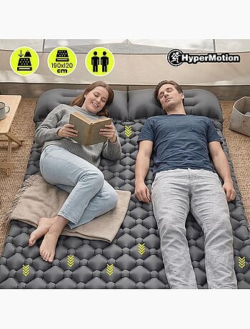 Matelas de Camp Gonflable Ultraléger de Randonnée Campmat 2 Places - Oreillers Intégrés 190x120