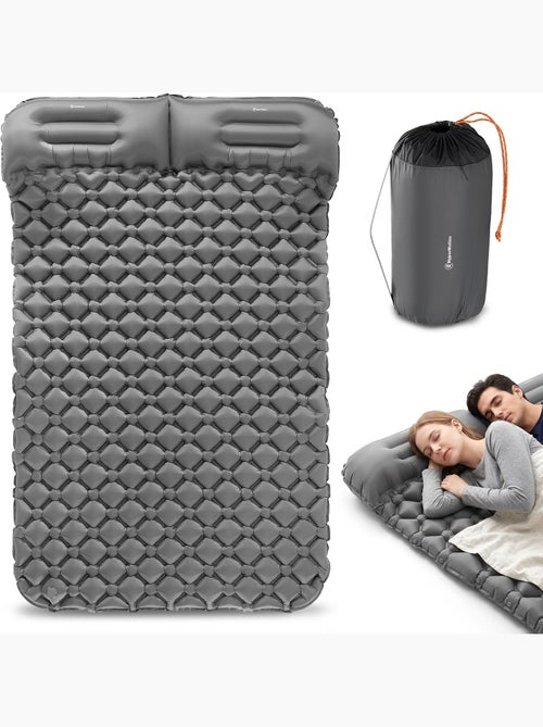 Matelas de Camp Gonflable Ultraléger de Randonnée Campmat 2 Places - Oreillers Intégrés 190x120 - Kiabi