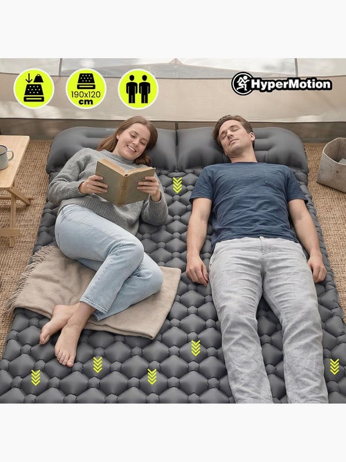 Matelas de Camp Gonflable Ultraléger de Randonnée Campmat 2 Places - Oreillers Intégrés 190x120 - Kiabi