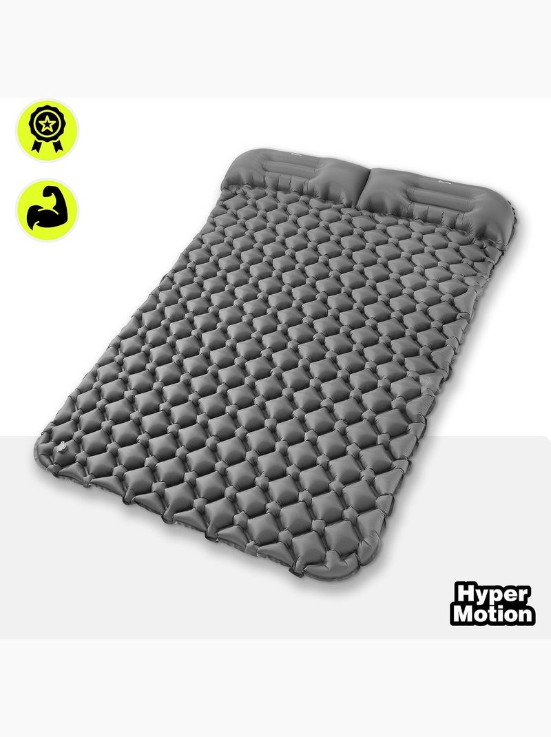 Matelas de Camp Gonflable Ultraléger de Randonnée Campmat 2 Places - Oreillers Intégrés 190x120 Gris - Kiabi