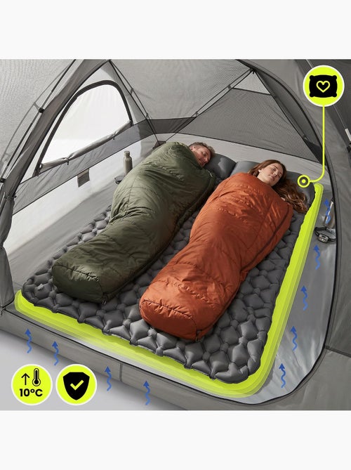 Matelas de Camp Gonflable Ultraléger de Randonnée Campmat 2 Places - Oreillers Intégrés 190x120 - Kiabi