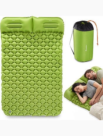 Matelas de Camp Gonflable Ultraléger de Randonnée Campmat 2 Places - Oreillers Intégrés 190x120