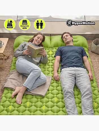 Matelas de Camp Gonflable Ultraléger de Randonnée Campmat 2 Places - Oreillers Intégrés 190x120