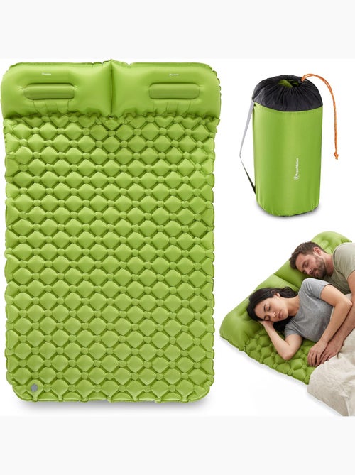 Matelas de Camp Gonflable Ultraléger de Randonnée Campmat 2 Places - Oreillers Intégrés 190x120 - Kiabi
