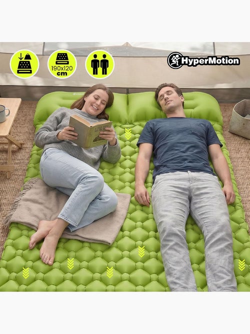 Matelas de Camp Gonflable Ultraléger de Randonnée Campmat 2 Places - Oreillers Intégrés 190x120 - Kiabi
