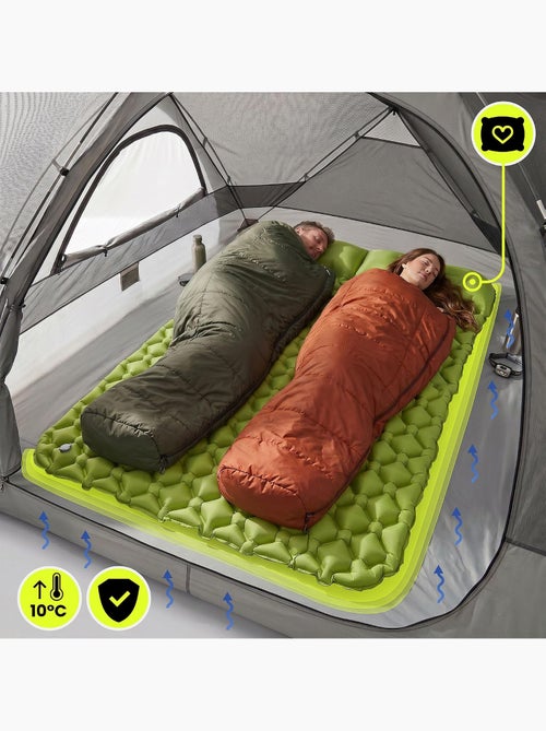 Matelas de Camp Gonflable Ultraléger de Randonnée Campmat 2 Places - Oreillers Intégrés 190x120 - Kiabi
